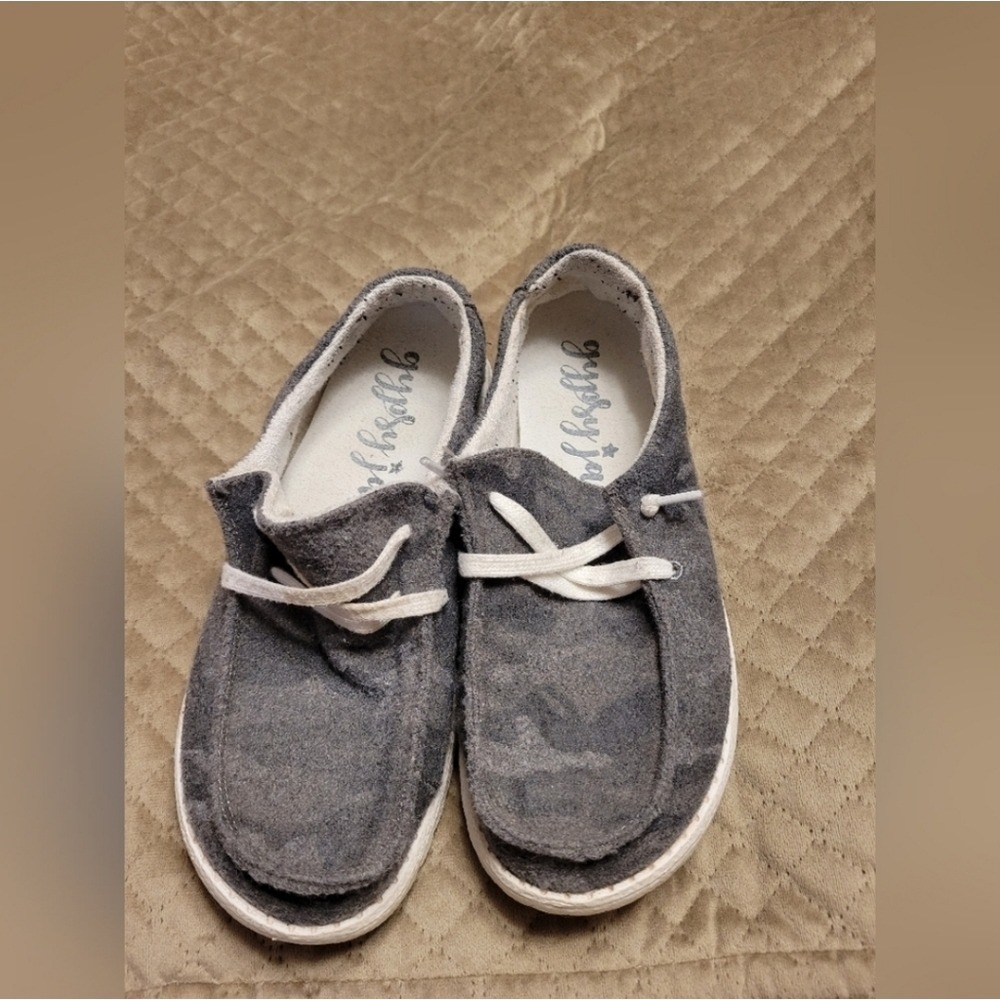 Gypsy Jazz Size 6.5 Women's Slip-On Sneakers‎ grey camo wool look lined warm